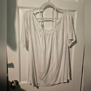 Luxe White Open Shoulder Top